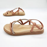 Beira Rio 8513-106 Round Toe Strappy Flat Sandal in Nude