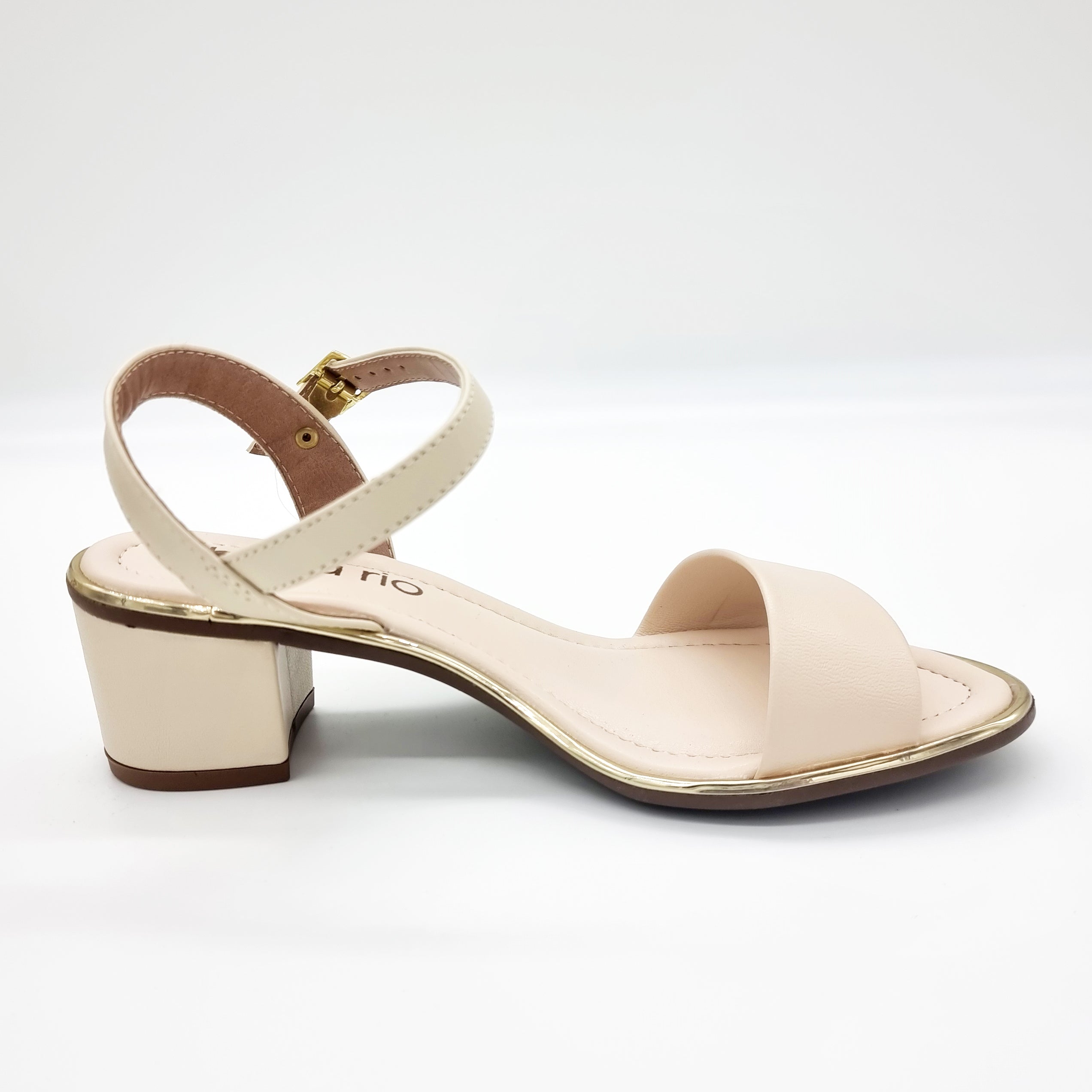 Beira Rio 8379-203 Block Heel Sandal in Cream Napa