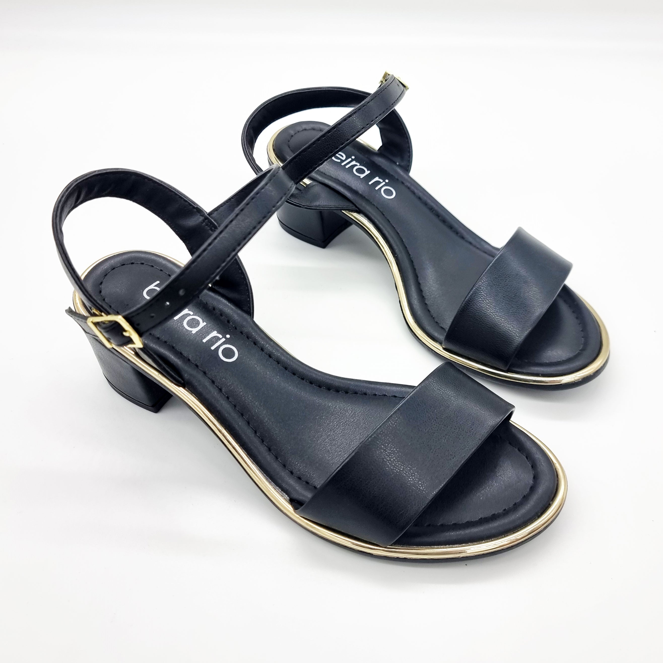 Beira Rio 8379-203 Block Heel Sandal in Black Napa