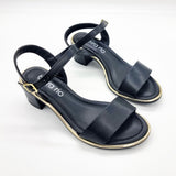 Beira Rio 8379-203 Block Heel Sandal in Black Napa