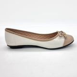 Moleca 5027-1407 Round Toe Ballerina Flat in Off White/Beige