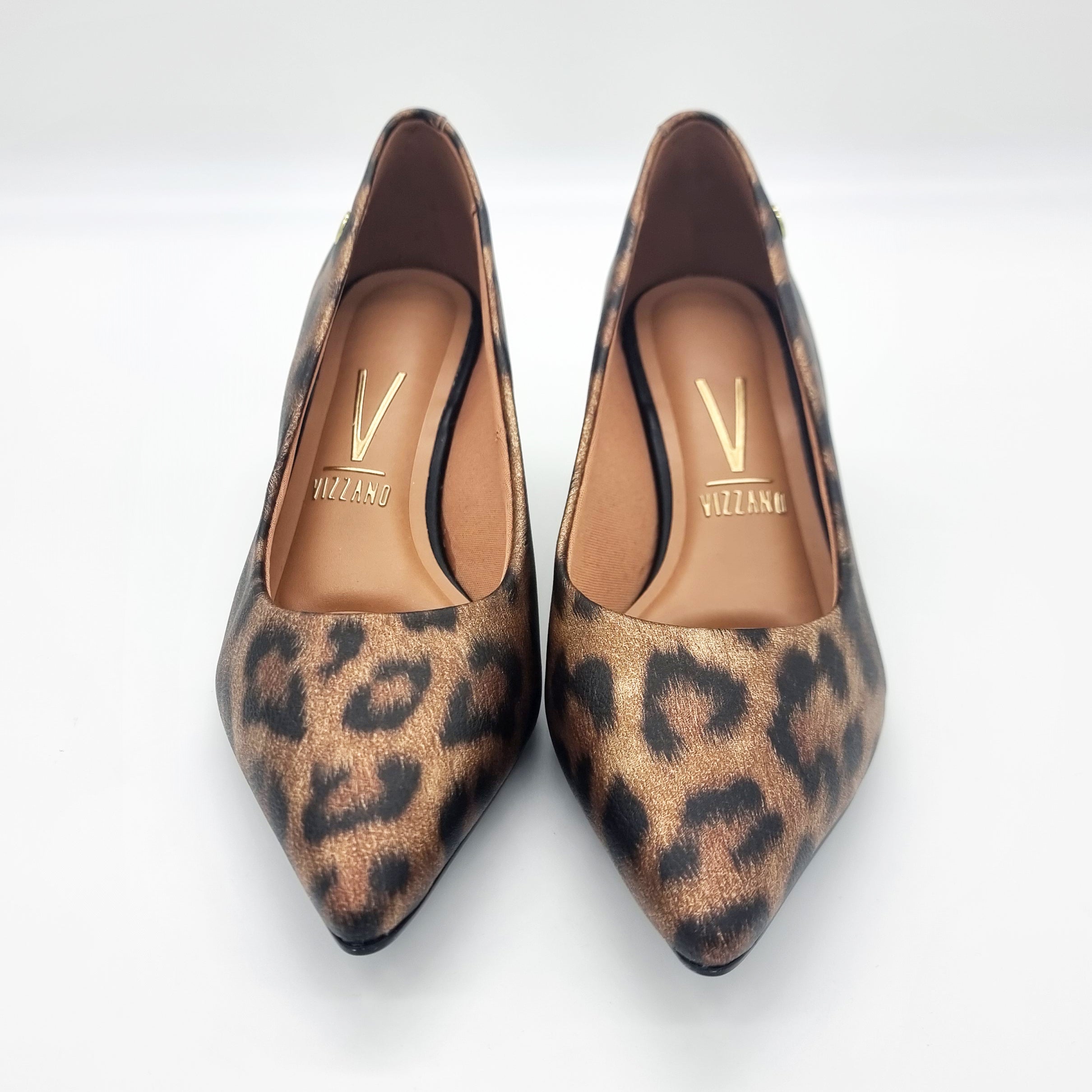 Vizzano 1122-828 Kitten Heel Pointy Toe Pump in Multi Beige