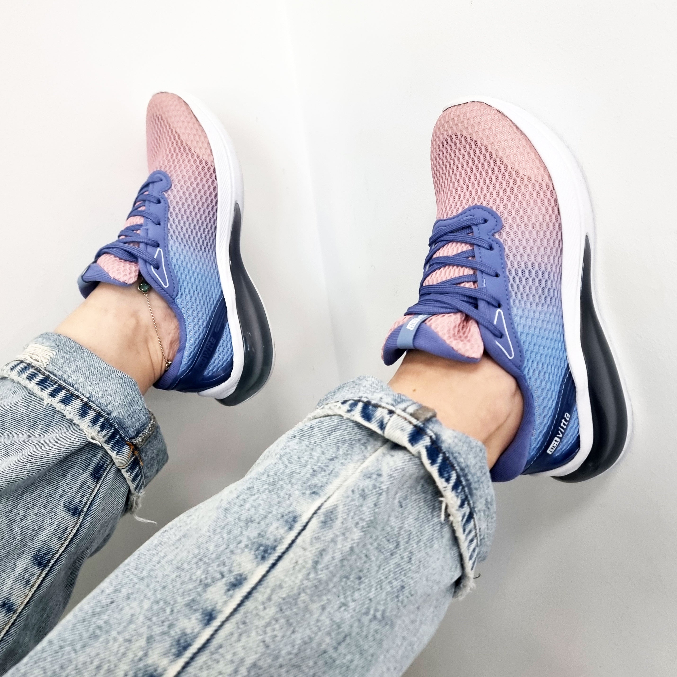 Activitta 4816-219 Lace up Sneaker in Pink/Jeans