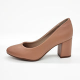 Beira Rio 4320-100 Block Heel Round Toe Pump in Nude