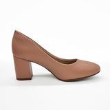 Beira Rio 4320-100 Block Heel Round Toe Pump in Nude