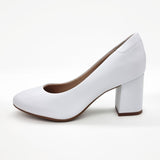 Beira Rio 4320-100 Block Heel Round Toe Pump in White
