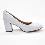 Beira Rio 4320-100 Block Heel Round Toe Pump in White