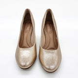 Beira Rio 4320-100 Block Heel Round Toe Pump in Golden