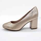 Beira Rio 4320-100 Block Heel Round Toe Pump in Golden