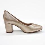 Beira Rio 4320-100 Block Heel Round Toe Pump in Golden