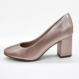 Beira Rio 4320-100 Block Heel Round Toe Pump in Rose Gold