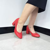 Beira Rio 4320-100 Block Heel Round Toe Pump in Red