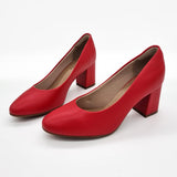 Beira Rio 4320-100 Block Heel Round Toe Pump in Red