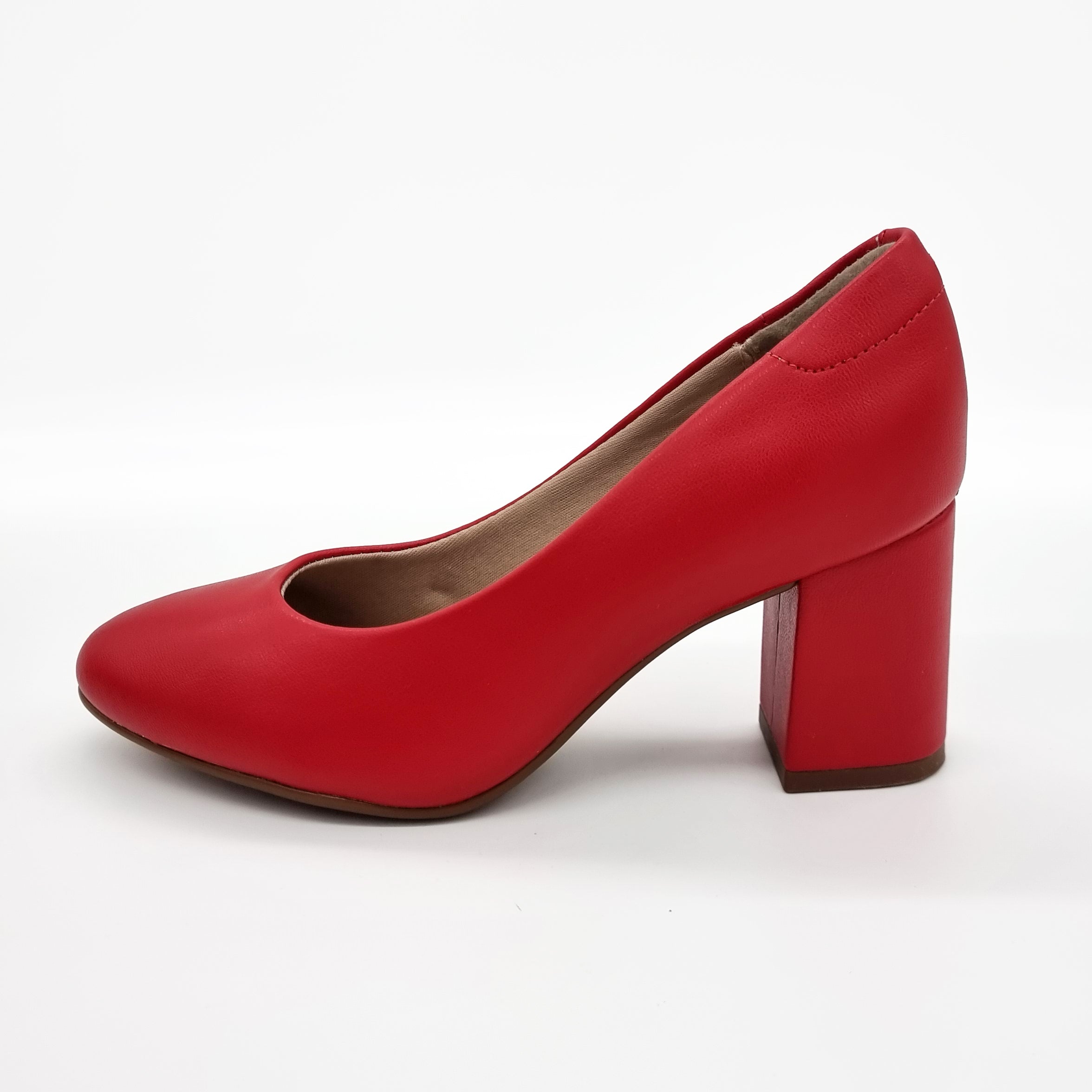 Beira Rio 4320-100 Block Heel Round Toe Pump in Red