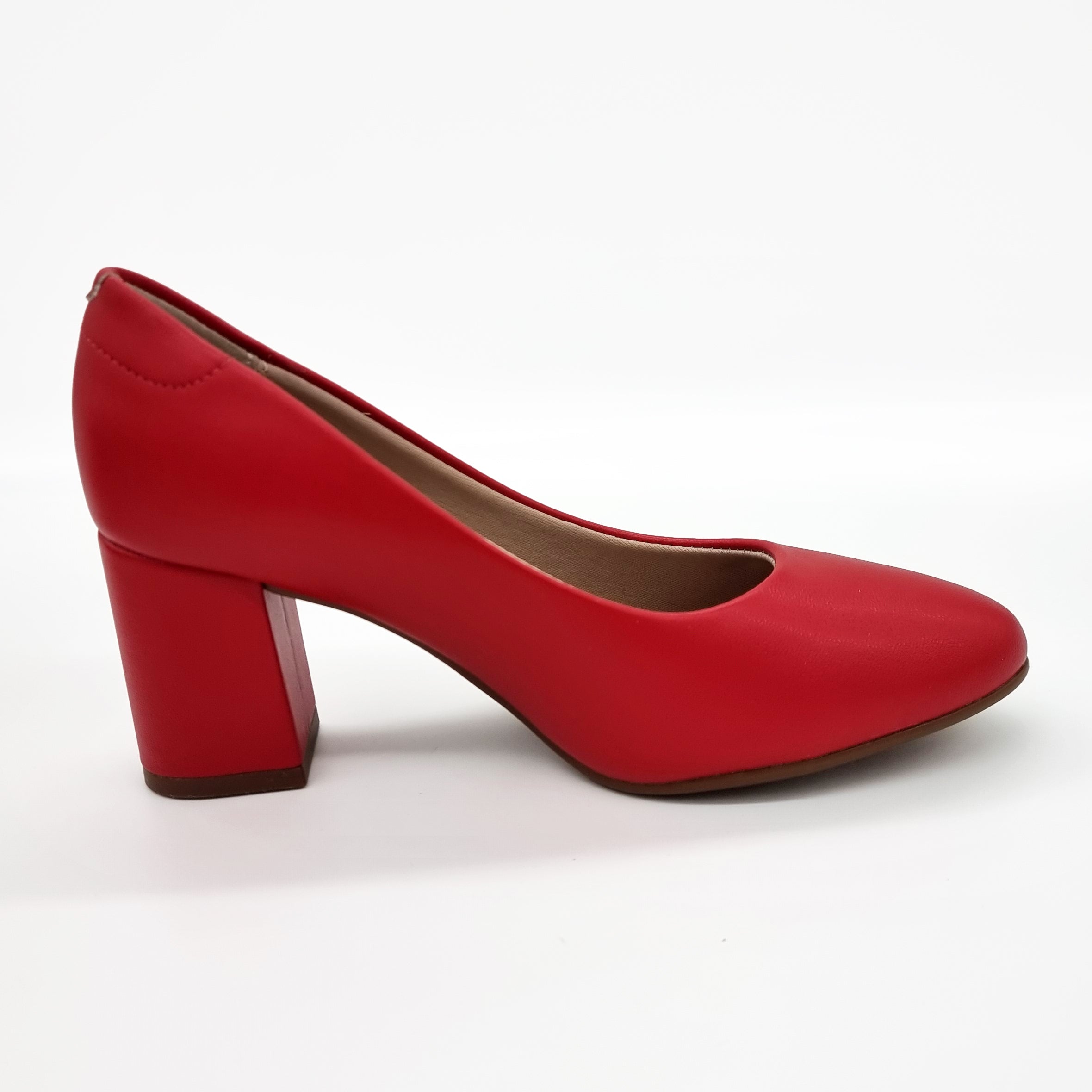 Beira Rio 4320-100 Block Heel Round Toe Pump in Red