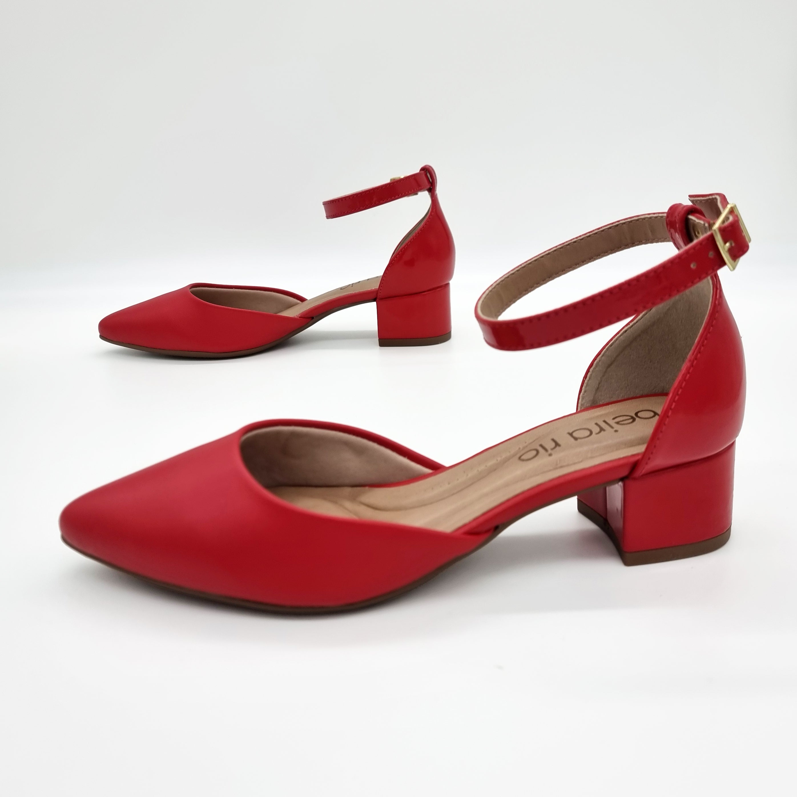 Beira Rio 4182-204 Pointy Toe Ankle Strap Pump in Red