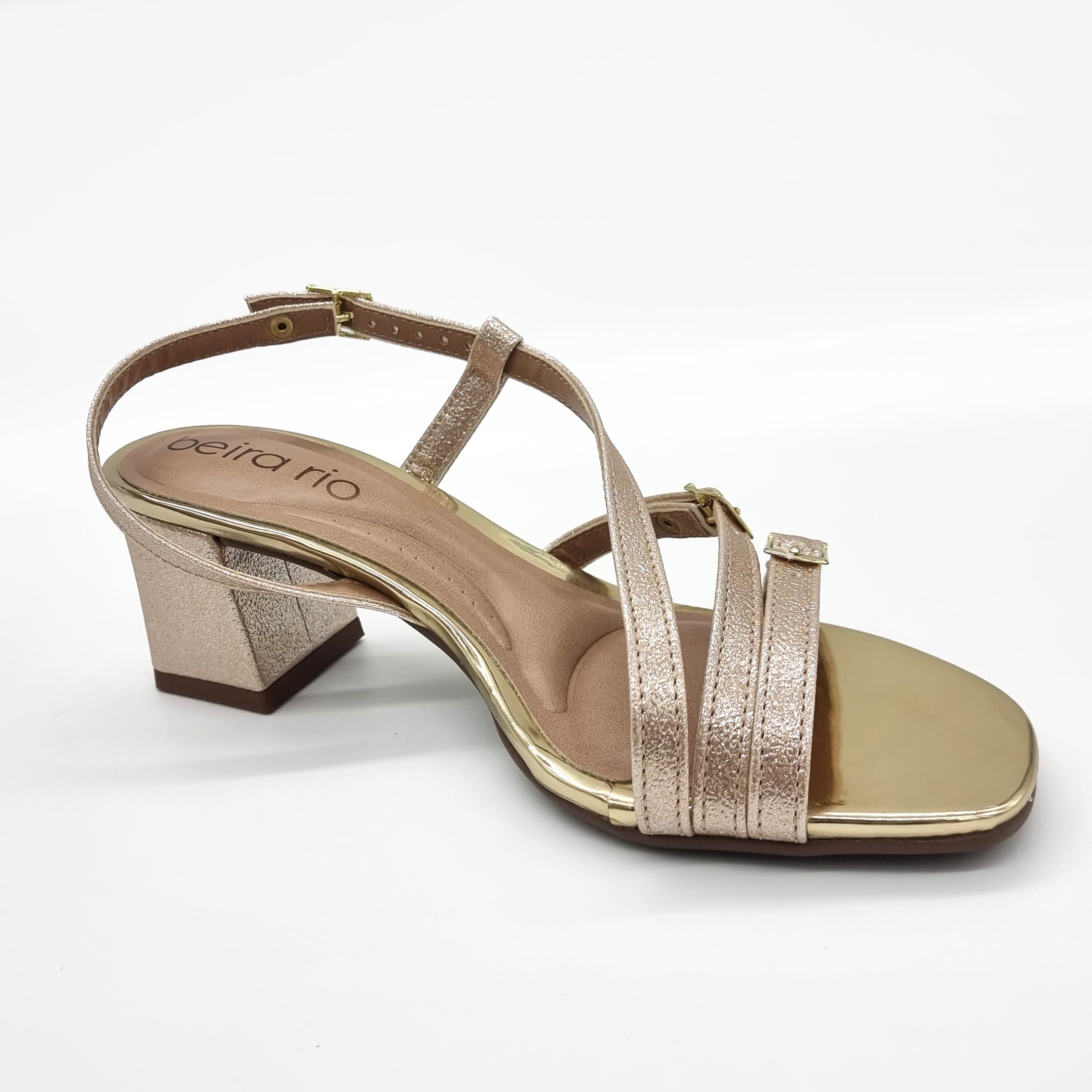 Beira Rio 8536-103 Block Heel Strappy Sandal in Golden