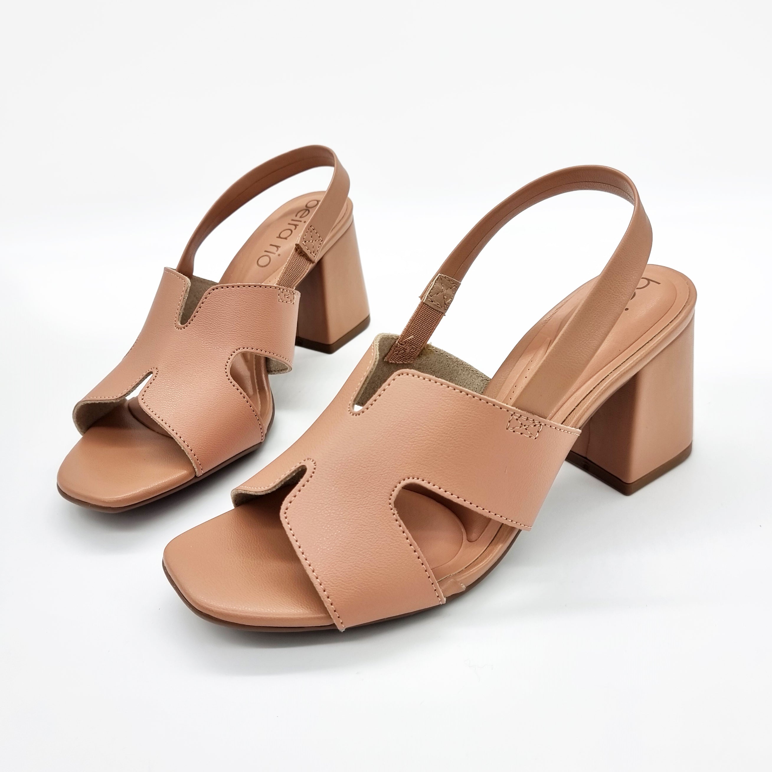 Beira Rio 8436-231 Block Heel Sandal in Nude