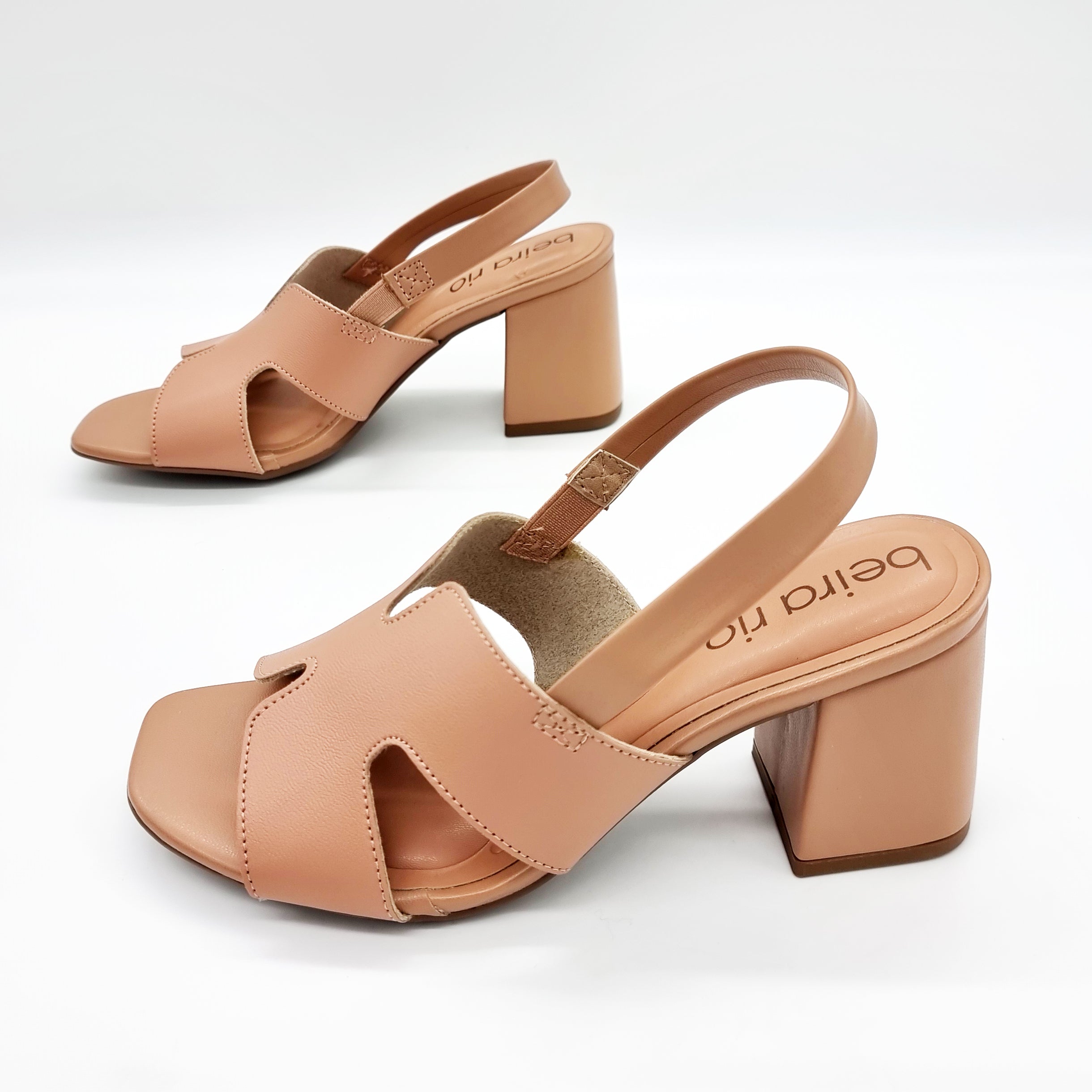 Beira Rio 8436-231 Block Heel Sandal in Nude