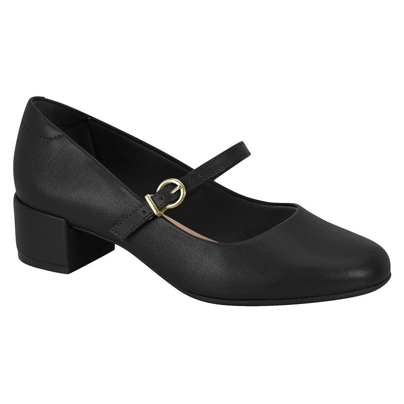 Beira Rio 4301 101 Low Heel Mary Jane Pump in Black Napa