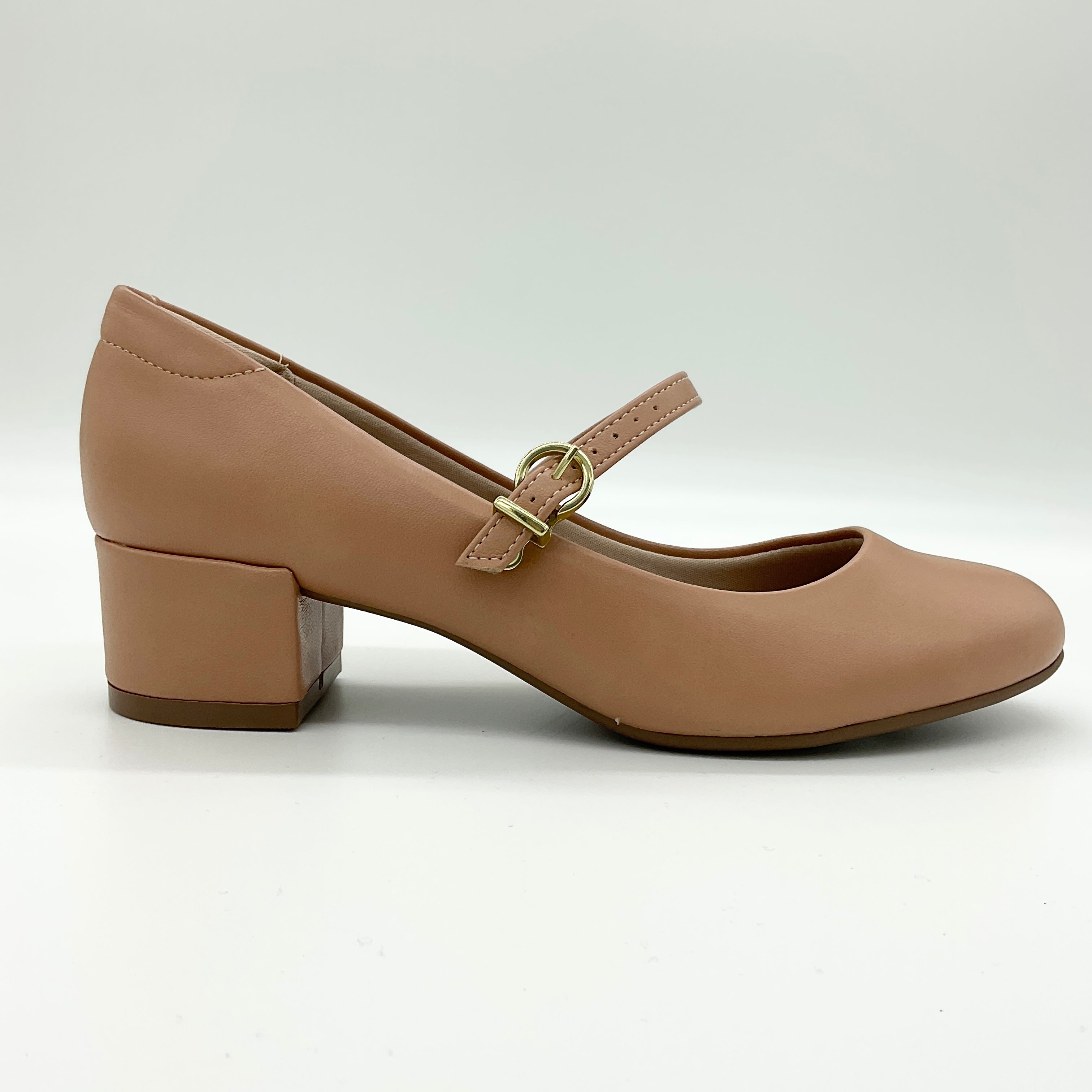 Beira Rio 4301-101 Low Heel Mary-Jane Pump in Nude Napa