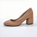 Beira Rio 4304-100 Block Heel Pump in Tan Napa