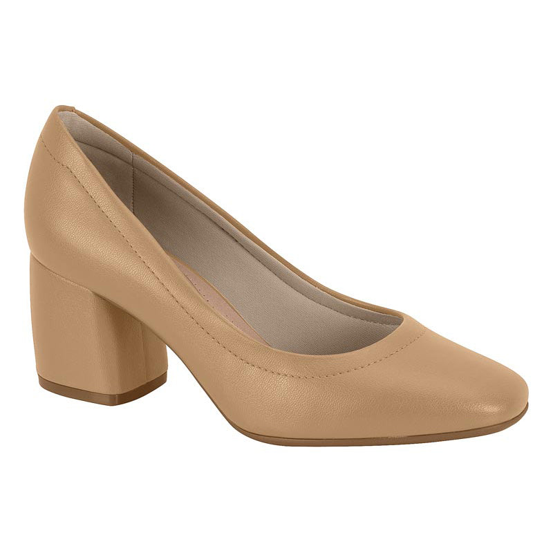 Beira Rio 4304-100 Block Heel Pump in Tan Napa