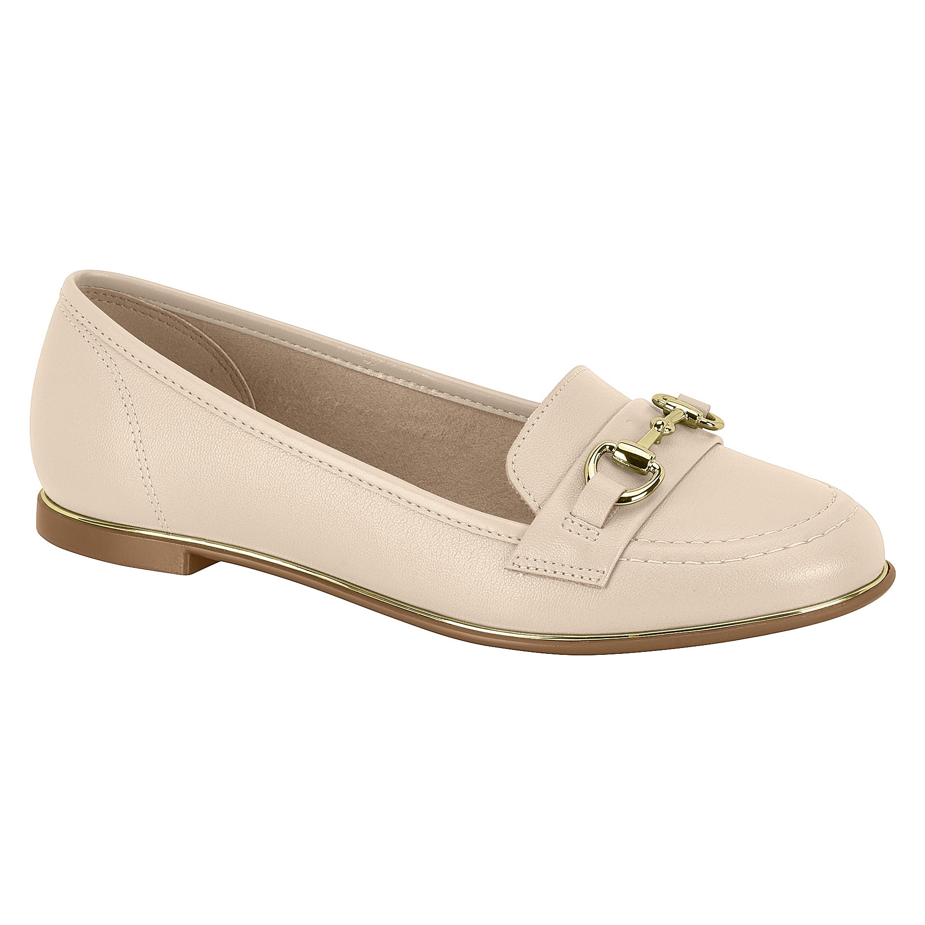 Beira Rio 4311-104 Round Toe Flat Loafer in Cream Napa