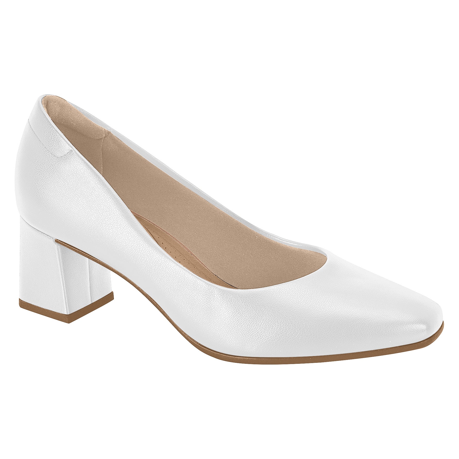 Beira Rio 4314-100 Block Heel Pump in White Napa