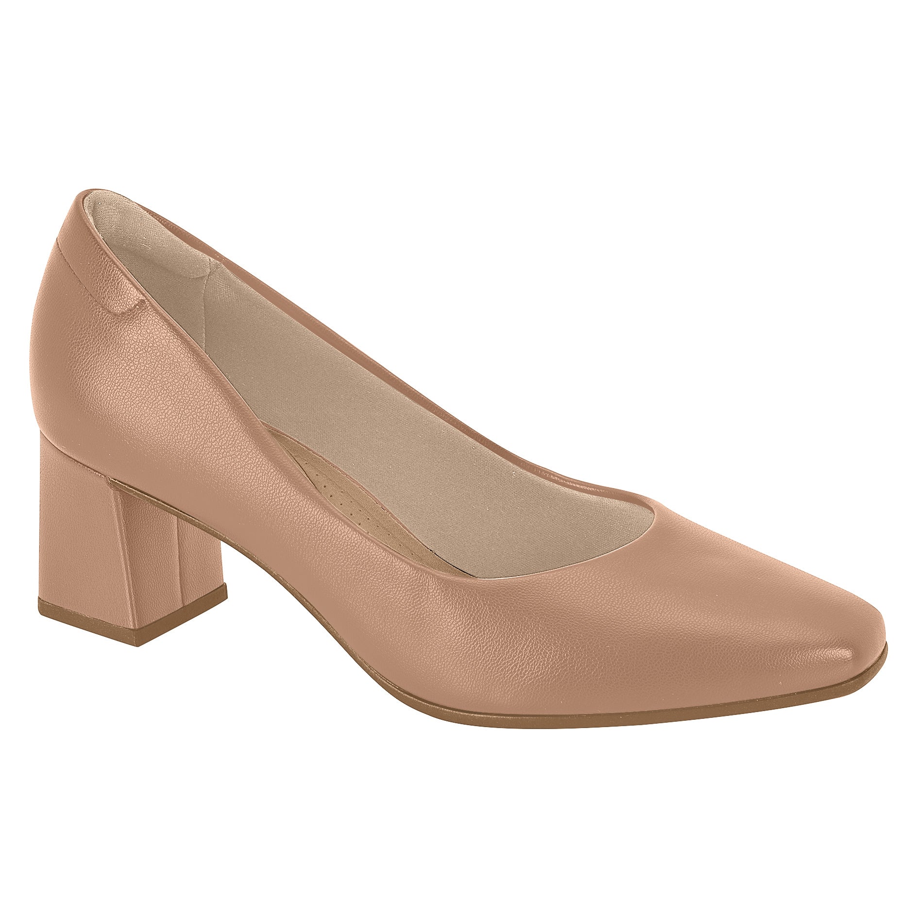Beira Rio 4314-100 Block Heel Pump in Nude Napa