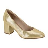 Beira Rio 4320-100 Block Heel Round Toe Pump in Golden