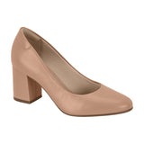 Beira Rio 4320-100 Block Heel Round Toe Pump in Nude