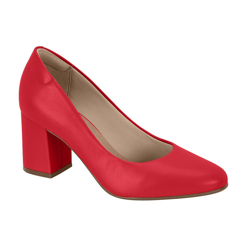 Beira Rio 4320-100 Block Heel Round Toe Pump in Red