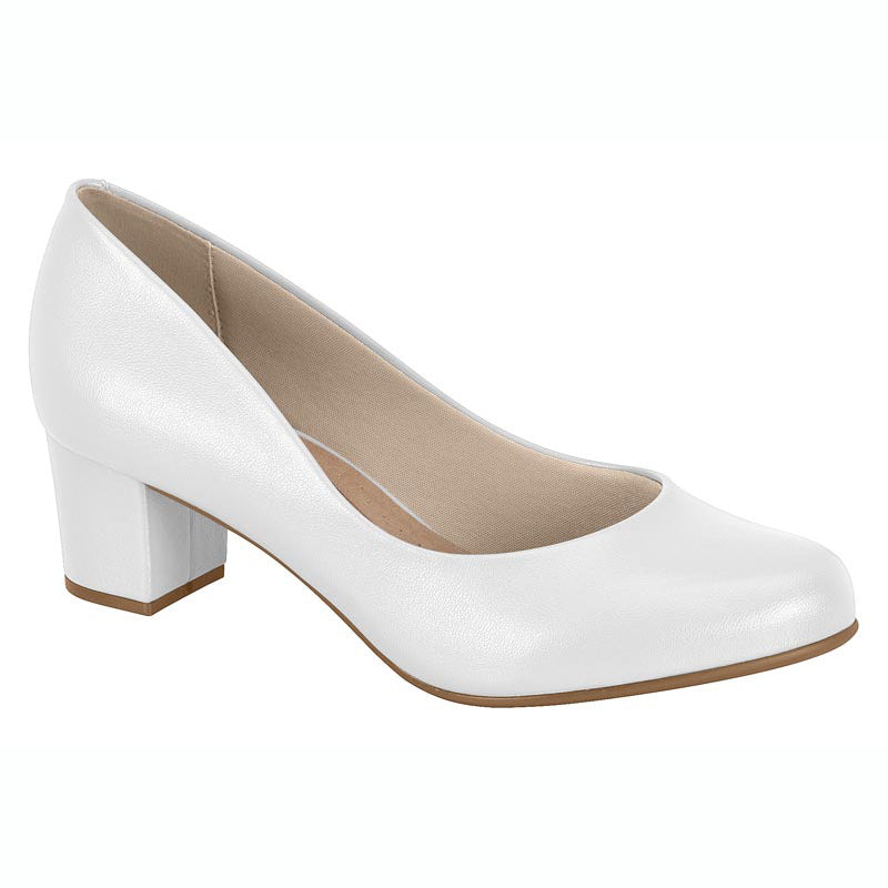 Beira Rio 4777-409 Low Heel Pump in White Napa