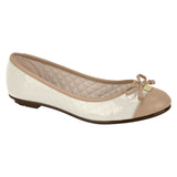 Moleca 5027-1407 Round Toe Ballerina Flat in Off White/Beige