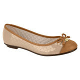 Moleca 5027-1407 Round Toe Ballerina Flat in Beige/Camel