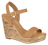 Vizzano 6283-4700 Wedge Sandal in Camel Napa