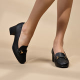 Modare 7373-118 Block Heel Loafer in Black Napa