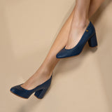 Modare 7377-105 Block Heel Pump in Navy Napa