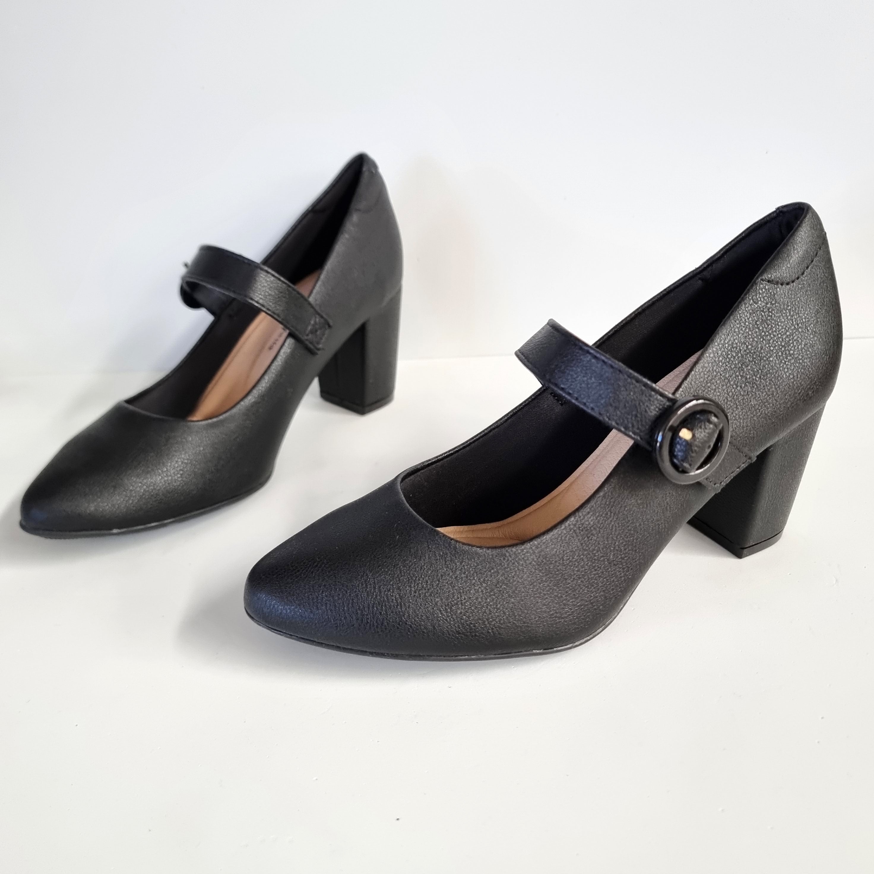 Modare 7377-106 Block Heel Mary-Jane Pump in Black