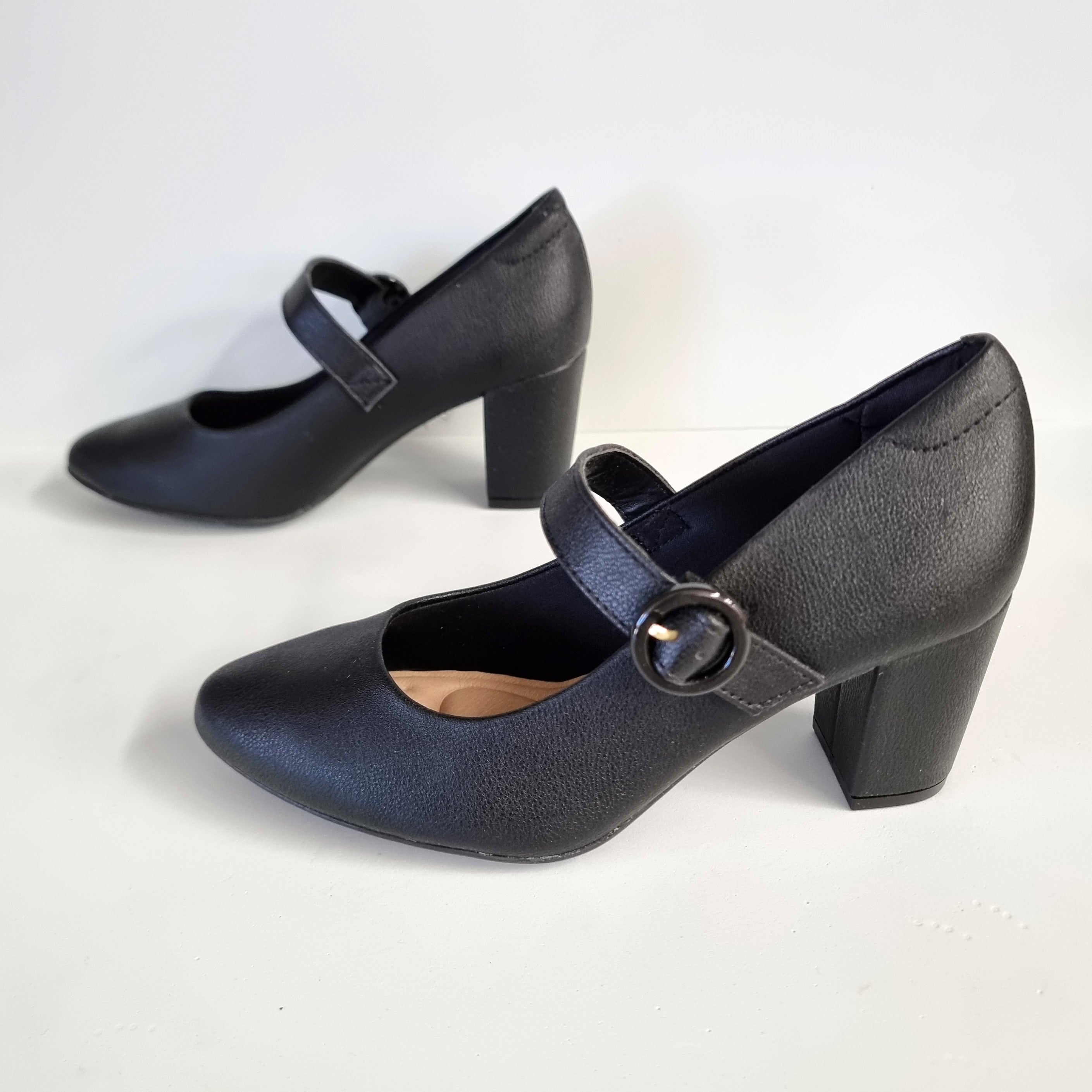 Modare 7377-106 Block Heel Mary-Jane Pump in Black