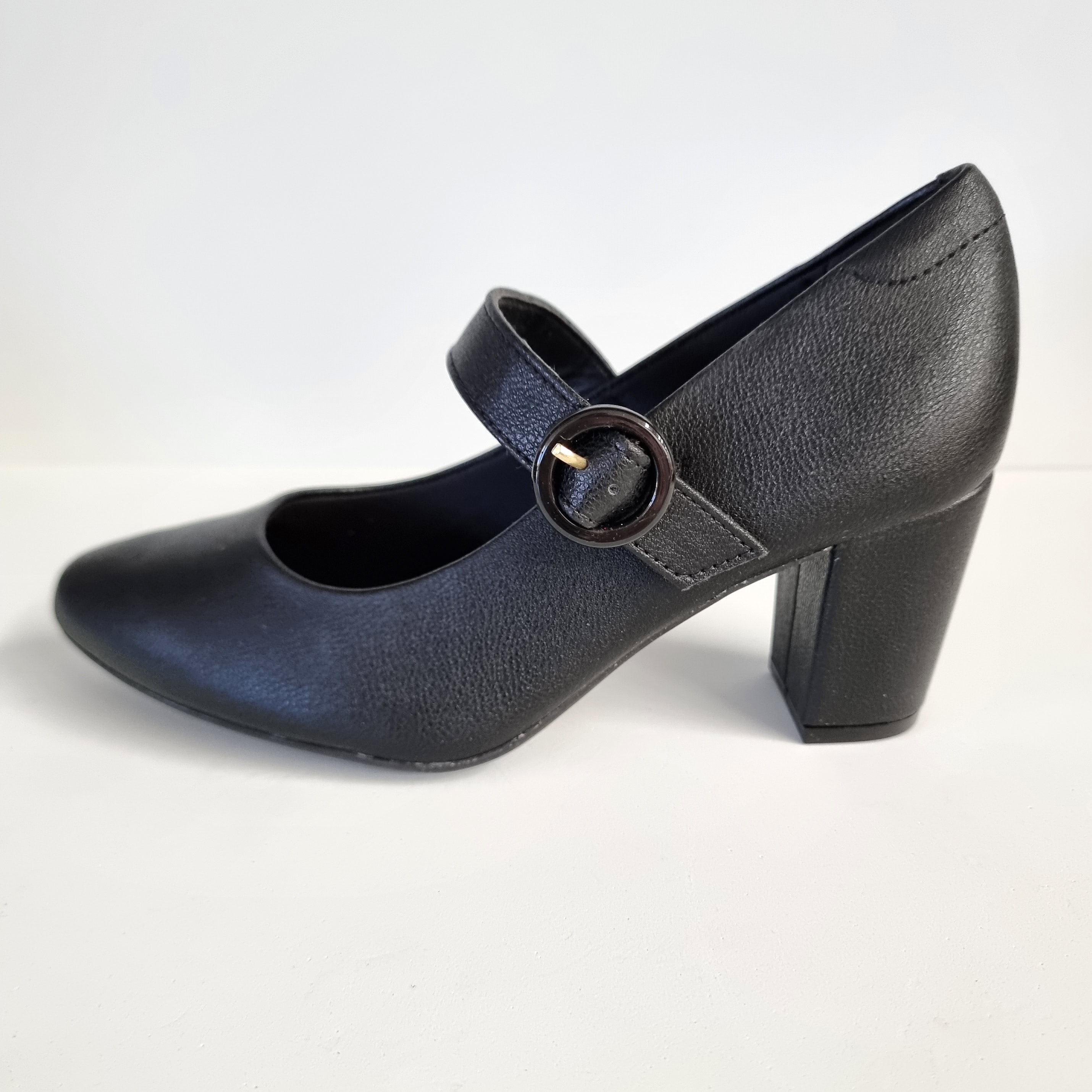 Modare 7377-106 Block Heel Mary-Jane Pump in Black