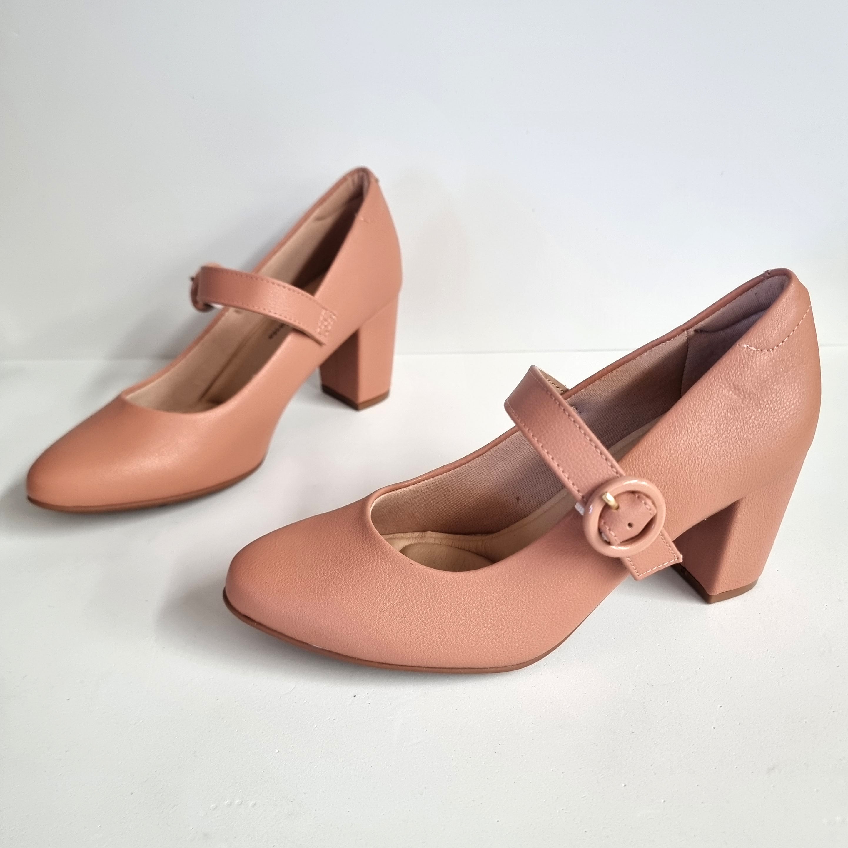Modare 7377-106 Block Heel Mary-Jane Pump in Nude
