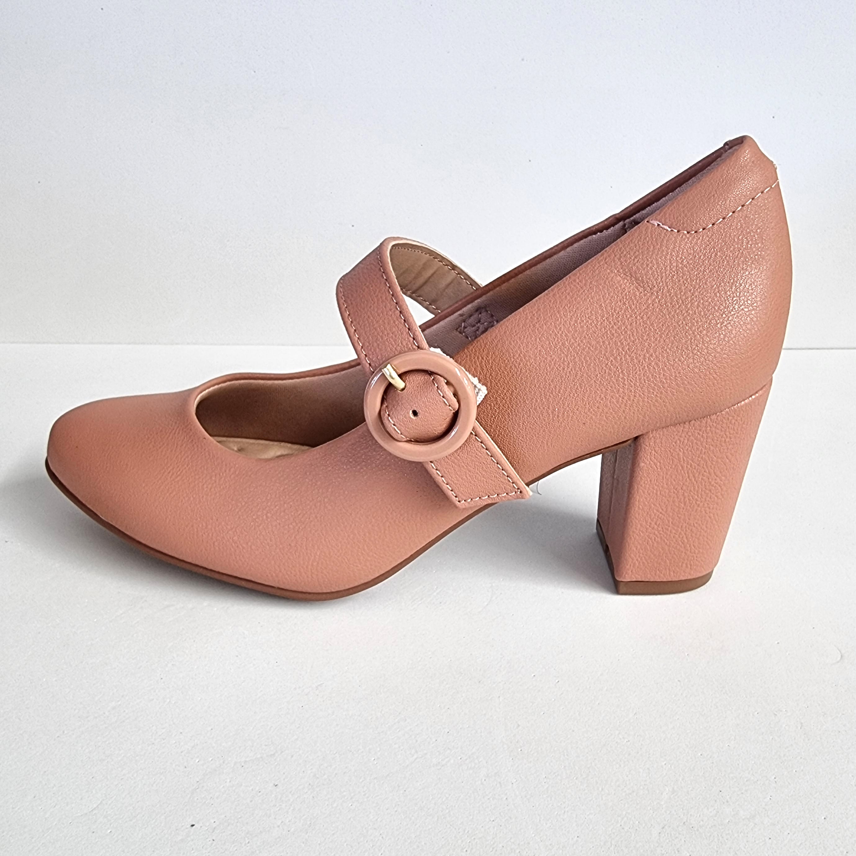Modare 7377-106 Block Heel Mary-Jane Pump in Nude