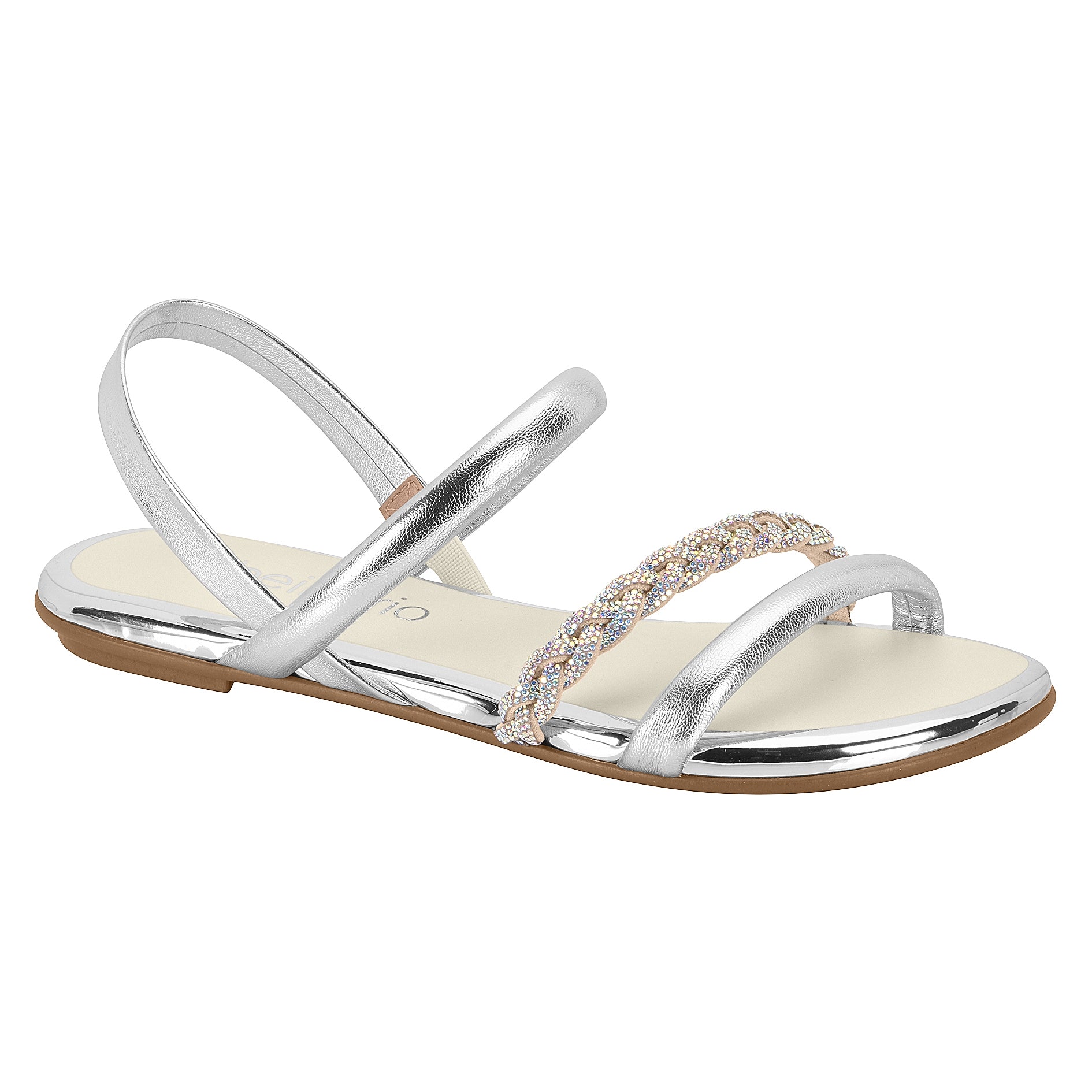 Beira Rio 8367-641 Braided Strap Flat Sandal in Silver