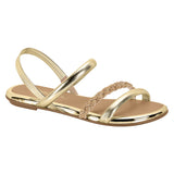 Beira Rio 8367-641 Braided Strap Flat Sandal in Gold