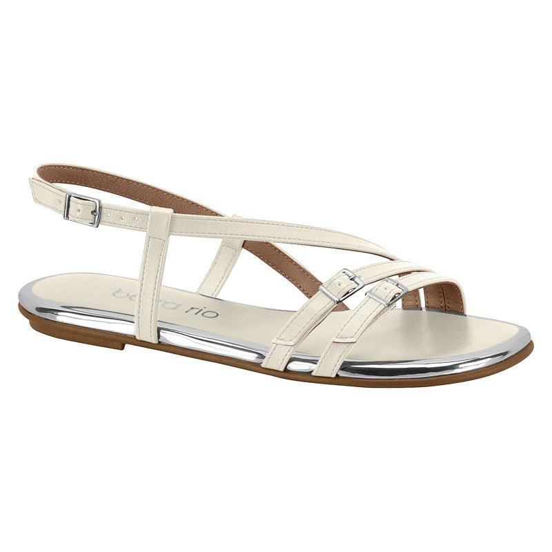 Beira Rio 8367-664 Strappy Flat Sandal in Off White