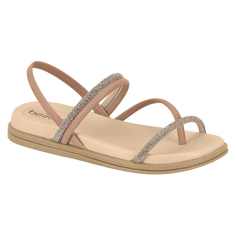 Beira Rio 8513-100 Round Toe Flat Sandal in Nude