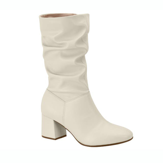 Beira Rio 9076-102 Mid-Calf Scrunched up Boot in Off White Napa