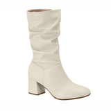 Beira Rio 9076-102 Mid-Calf Scrunched up Boot in Off White Napa